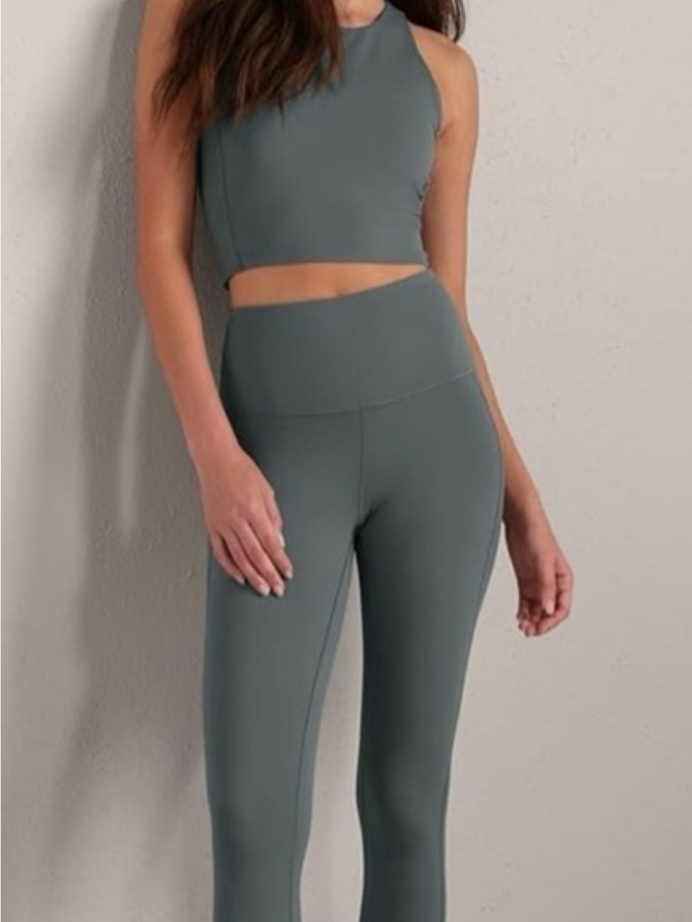 Rhone Women’s 3pc Leggings Serene Crop Tee Revive Scoop Bra In Sage Size M